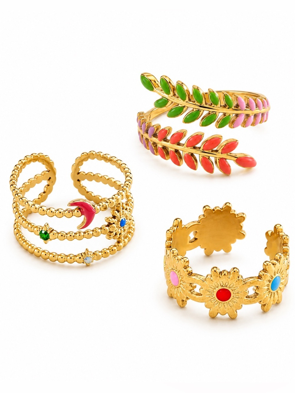 ssummer beach vacation style ring set